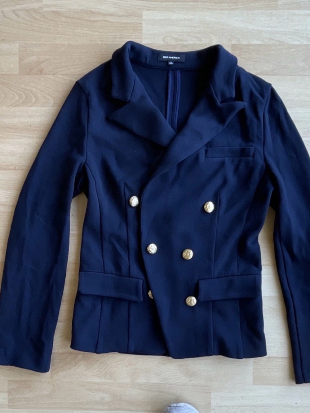 525 America Women's Double-Breasted Navy Blazer Jacket XS Gold Buttons